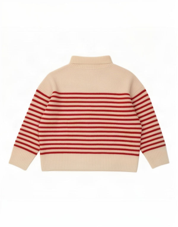 Zara Womens Crop Roll Neck Jumper Sweater UK 16 Large Off White Striped