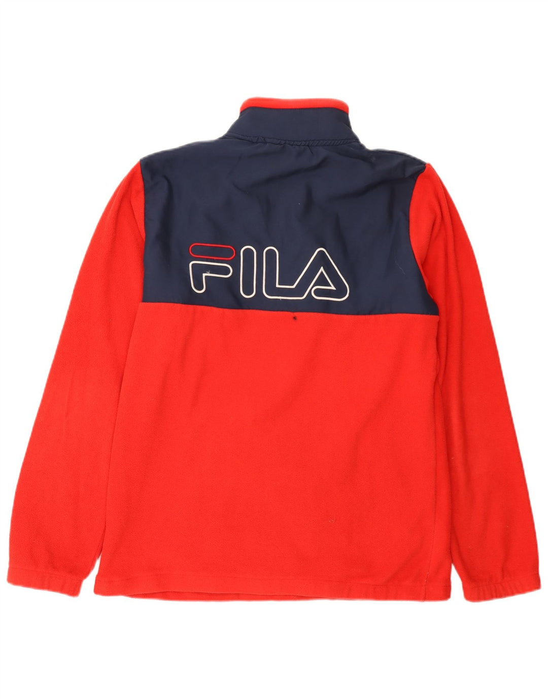Fila Herren-Fleecepullover mit grafischem Reißverschluss am Hals, Mittelrotes Farbblock-Polyester