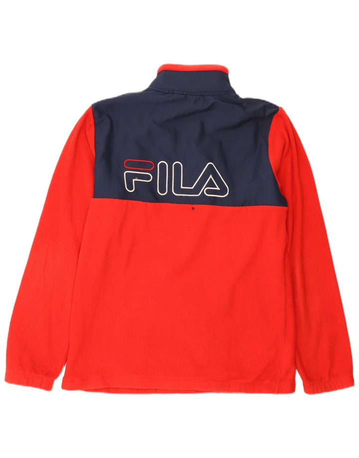 Fila Herren-Fleecepullover mit grafischem Reißverschluss am Hals, Mittelrotes Farbblock-Polyester