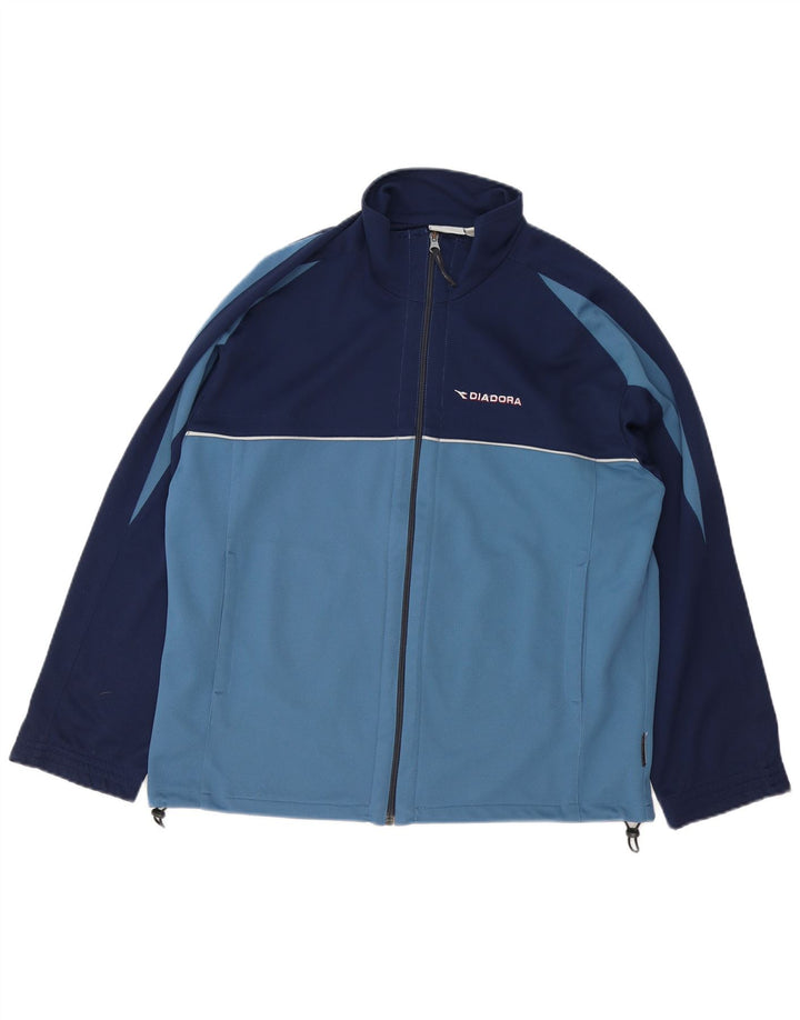 Diadora Herren-Trainingsanzug-Oberteil, Jacke, groß, marineblau, Farbblock-Polyester