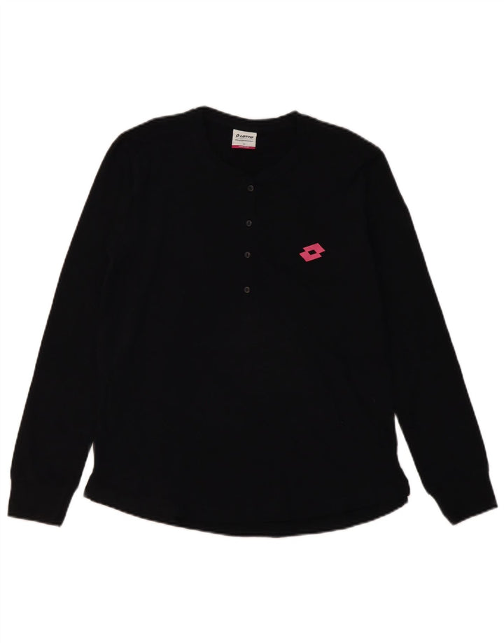 Lotto Damen Top Langarm UK 10 Small Schwarz Baumwolle