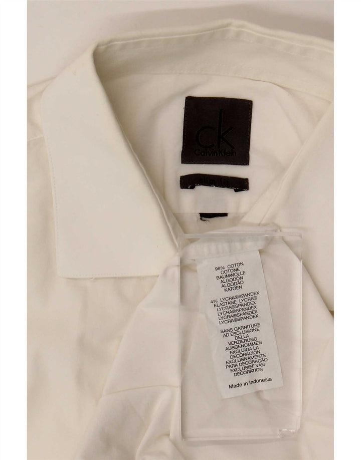 Calvin Klein Herren-Kurzarmhemd aus mittelweißer Baumwolle
