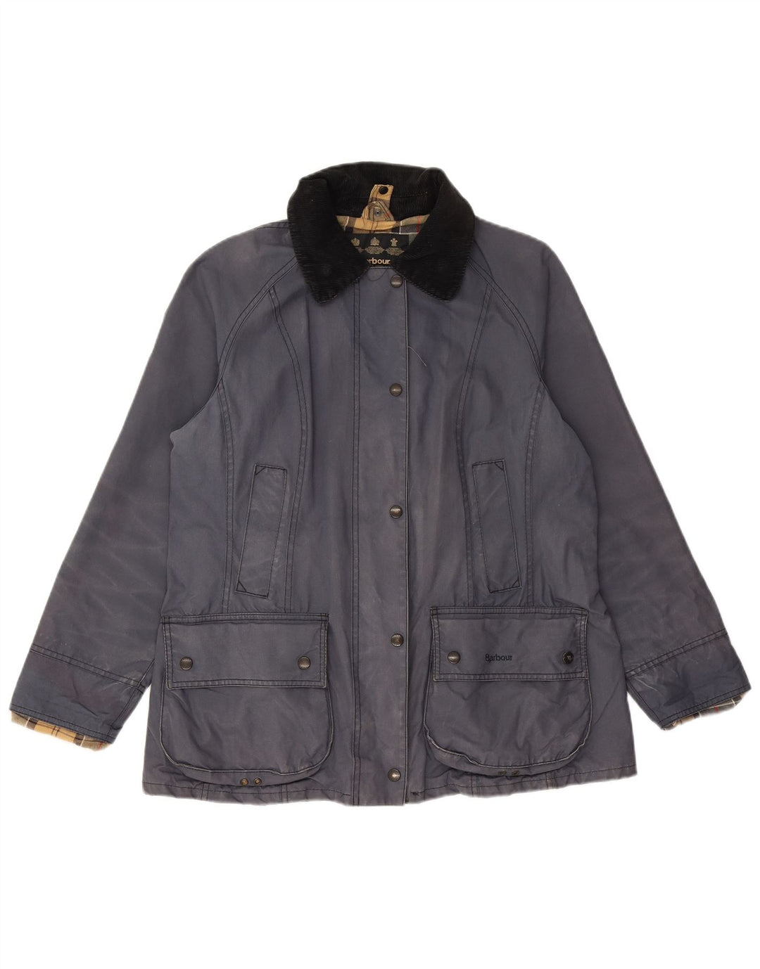 BARBOUR Damenjacke aus gewachster Baumwolle, UK 12, mittelmarineblaue Baumwolle
