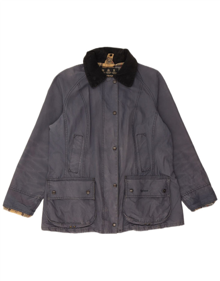 BARBOUR Damenjacke aus gewachster Baumwolle, UK 12, mittelmarineblaue Baumwolle