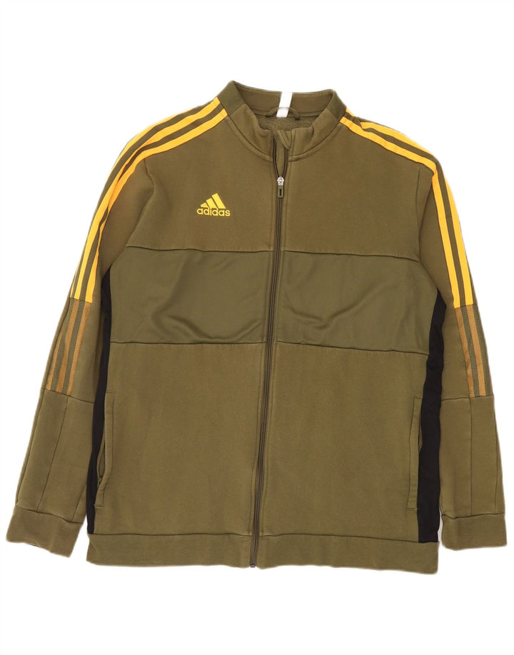 ADIDAS Herren-Trainingsanzug, Oberteil, Jacke, XL, Khaki, Colourblock-Baumwolle