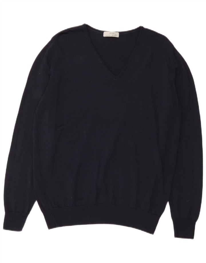 Marks & Spencer Damen-Pullover mit V-Ausschnitt, Gr. 40, Marineblau, Wolle