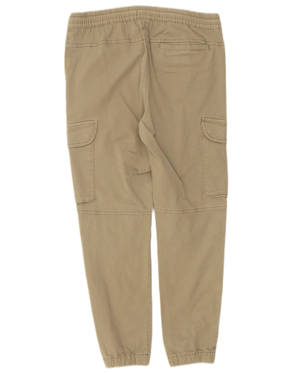 Zara Mens Joggers Cargo Trousers Medium W31 L27 Khaki Cotton