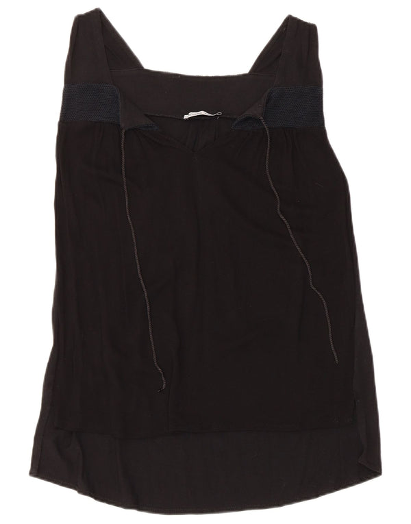 Zara Damen Ärmelloses Tunika-Top UK 12 Medium Schwarz