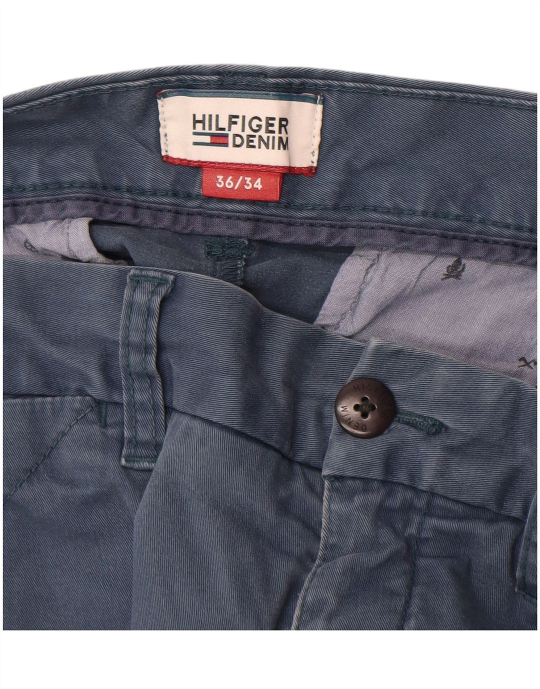 TOMMY HILFIGER Herren Slim Fit Chinohose W36 L34 Blaue Baumwolle
