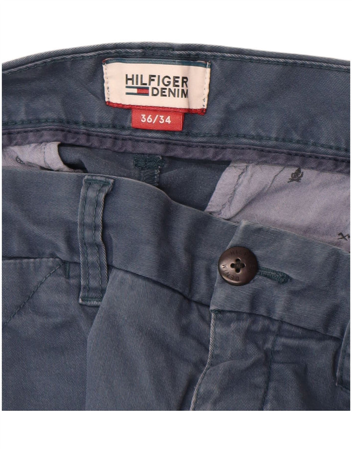 TOMMY HILFIGER Herren Slim Fit Chinohose W36 L34 Blaue Baumwolle