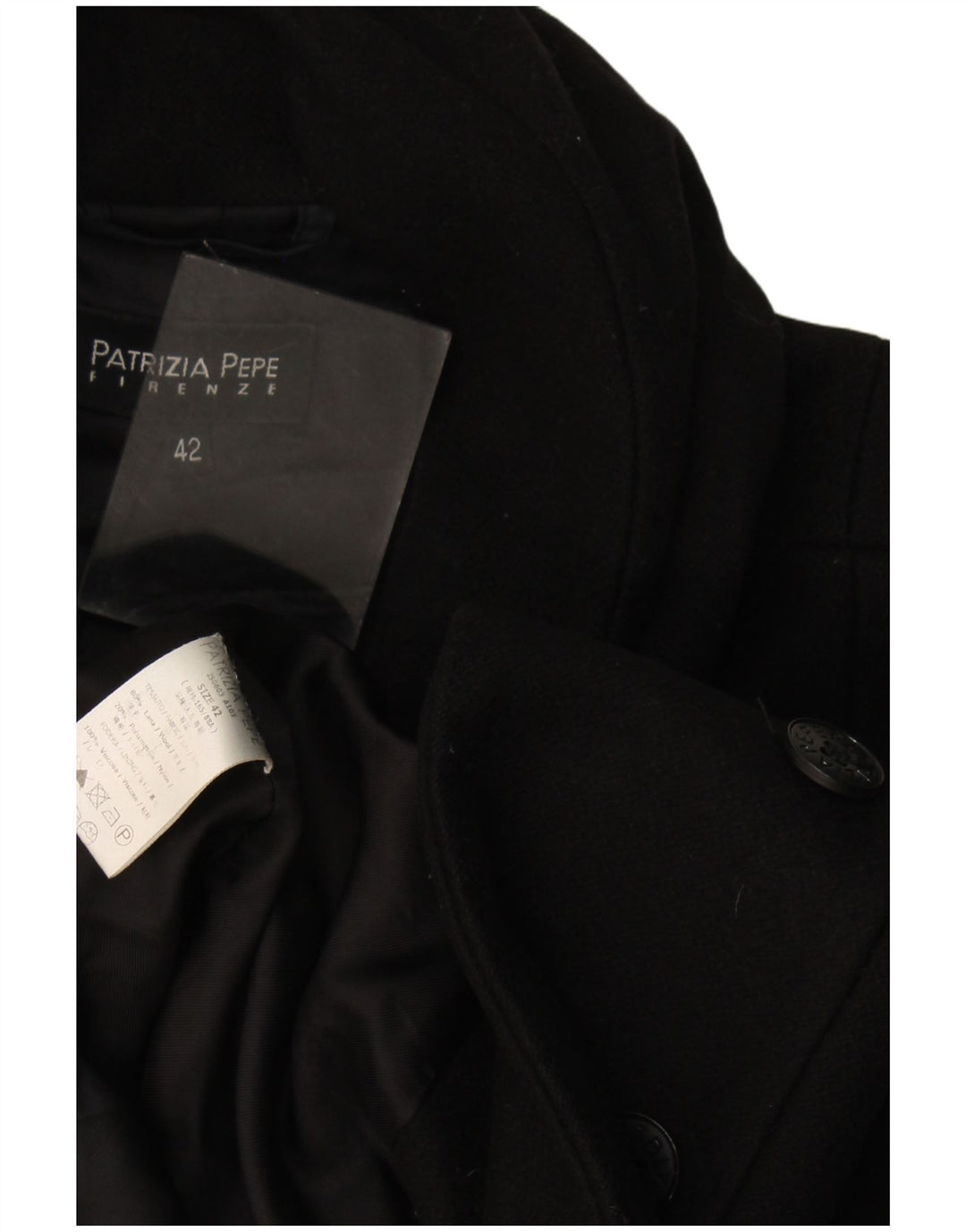 Patrizia Pepe Damen Mantel IT 42 Mittelschwarze Wolle