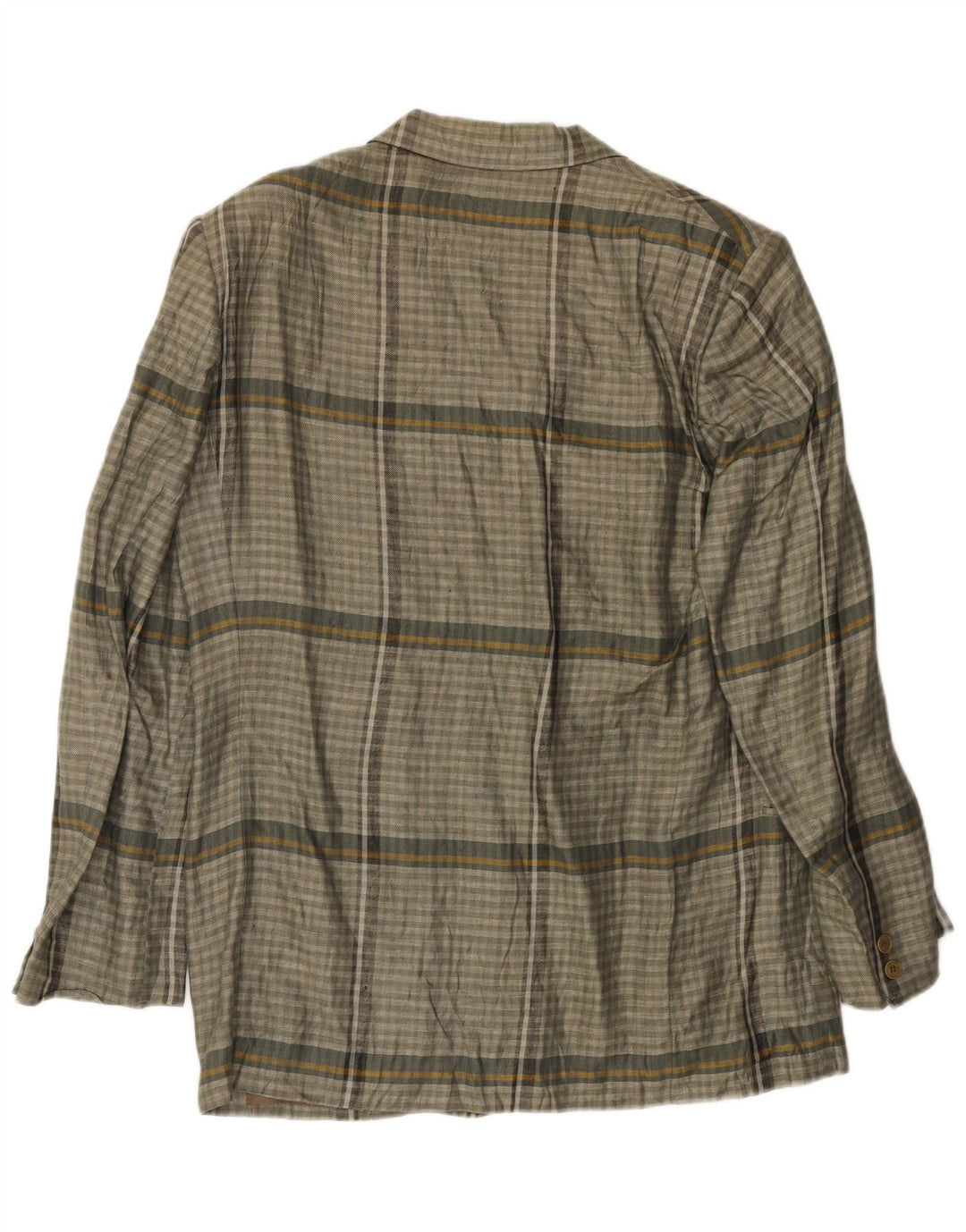 Luciano Soprani Herren-Blazer mit 1 Knopf, UK 38, mittelgrau kariertes Leinen