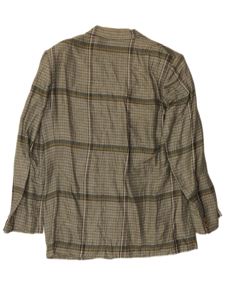 Luciano Soprani Herren-Blazer mit 1 Knopf, UK 38, mittelgrau kariertes Leinen