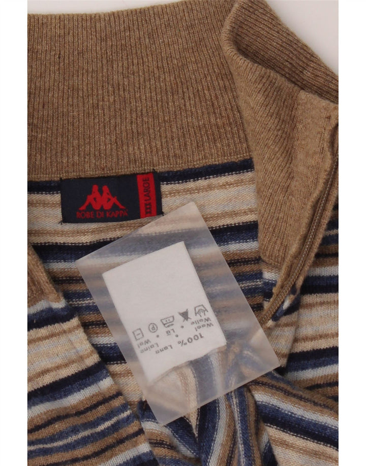 Kappa Herren-Pullover mit Reißverschluss, 3XL, mehrfarbig, gestreift, Wolle