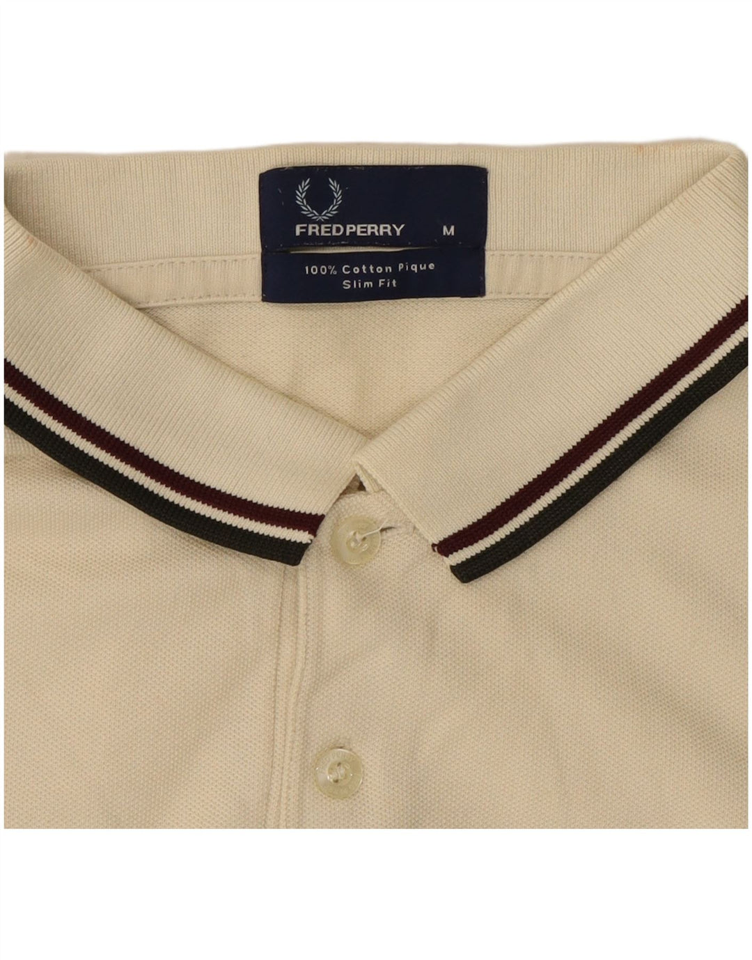 Fred Perry Herren-Poloshirt mit schmaler Passform, mittlere, cremefarbene Baumwolle