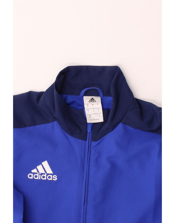 ADIDAS Mens Graphic Tracksuit Top Jacket Small Blue Colourblock Polyester Vintage Adidas and Second-Hand Adidas from Messina Hembry 