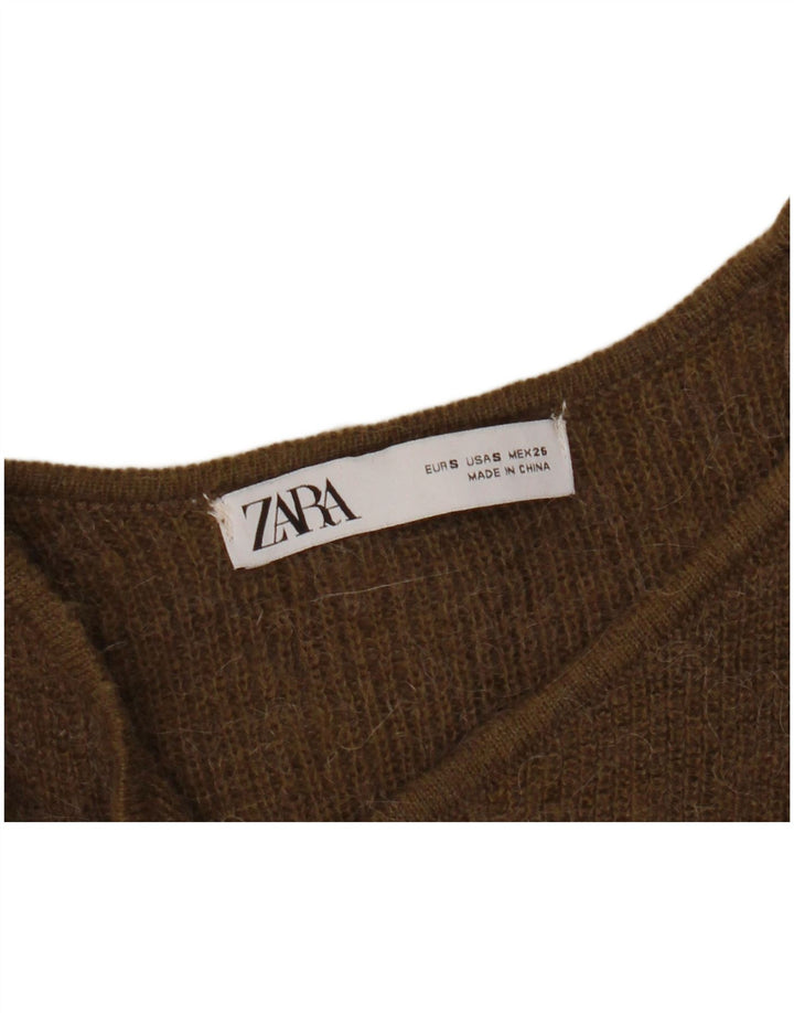 Zara Damen Wickel-Cardigan-Pullover UK 10 Small Khaki