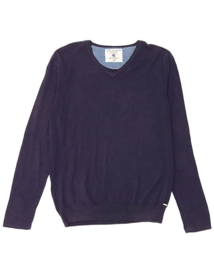 Zara Jungen-Pullover mit V-Ausschnitt, 13–14 Jahre, Marineblau