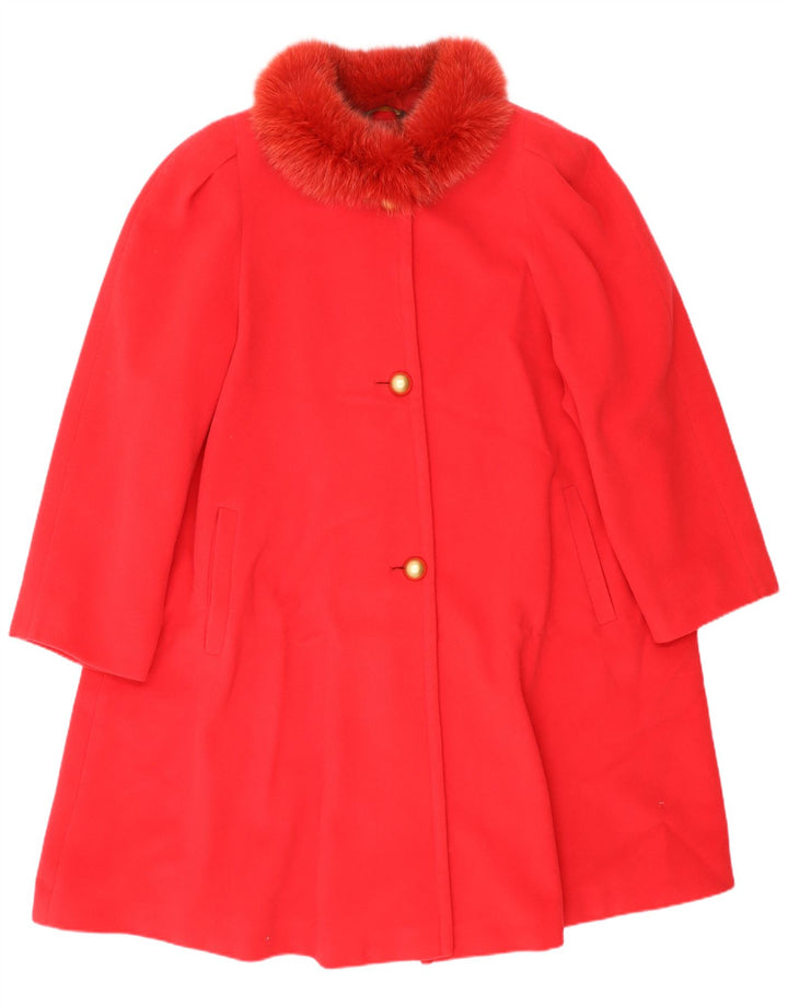 Vintage Damen Übergroßer Mantel IT 44 Mittelrote Wolle