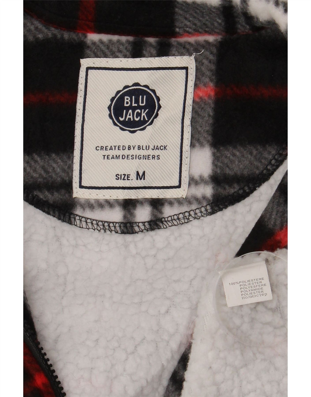 Vintage Herren Sherpa Lumberjack Flanellhemd Mittelschwarz kariertes Polyester