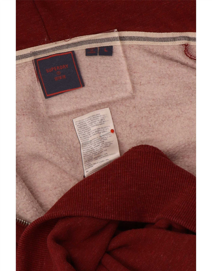 Superdry Herren-Kapuzenpullover mit Reißverschluss, groß, aus roter Baumwolle