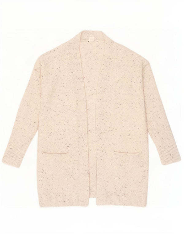 Gap Damen-Strickjacke, übergroß, offen, Gr. 6, XS, weiß gefleckte Baumwolle