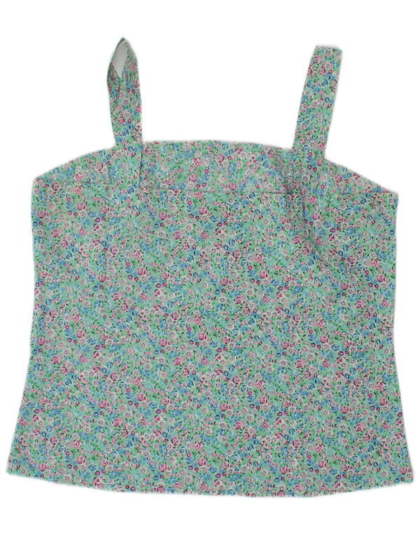 Vintage Damen Cami Top UK 10 Small Türkis Floral