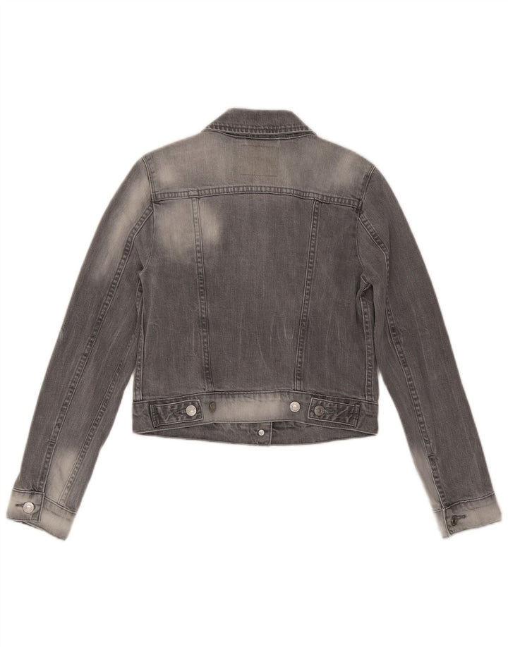 LEVI'S Damen Crop Denim Jacke UK 10 Small Graue Baumwolle