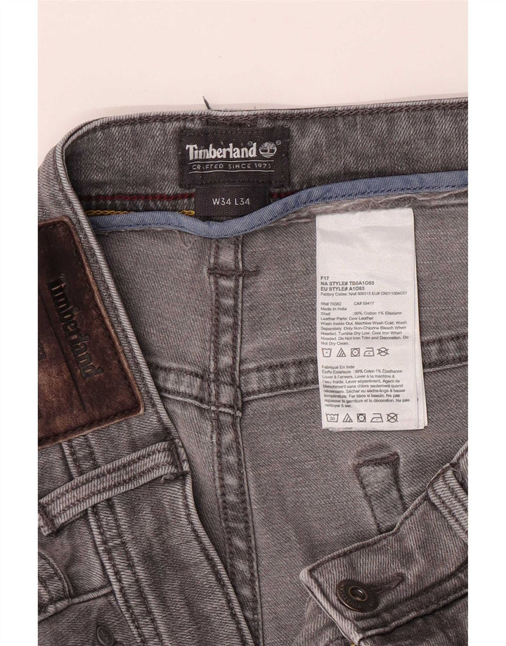 Timberland Herren Regular Straight Jeans W34 L30 Graue Baumwolle