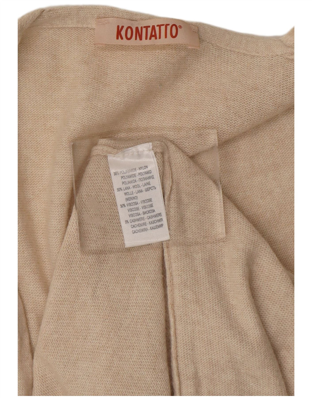 KONTATTO Langer Damen-Cardigan-Pullover UK 14 Mittelbeige Polyamid