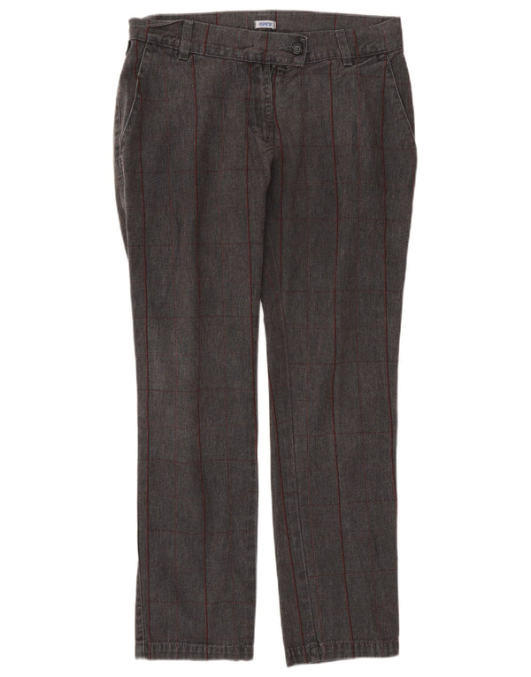 Onyx Damen Gerade Freizeithose IT 40 Small W27 L28 Grau karierte Baumwolle