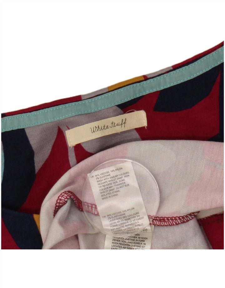 WHITE STUFF Damen-Etuikleid mit 3/4-Ärmeln, UK-Größe 12, Mittelrosa mit Blumenmuster