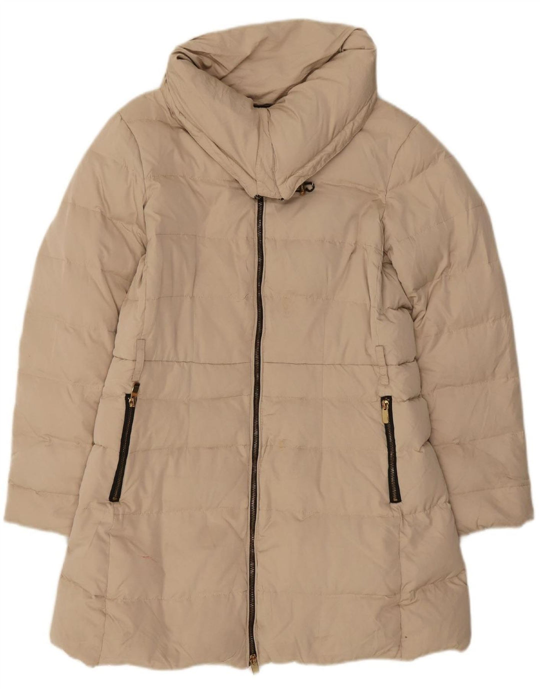 ZARA Womens Padded Coat UK 16 Large Beige