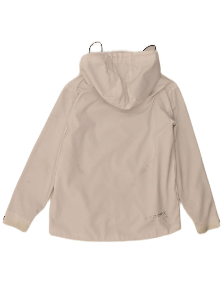 Superdry Damen-Windbreaker-Jacke mit Kapuze, übergroß, Gr. 10, Weiß