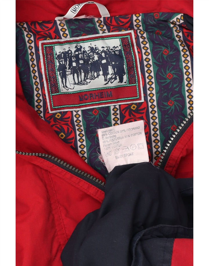 NORHEIM Herren-Anorakjacke mit Kapuze, UK 40, große rote Colourblock-Baumwolle