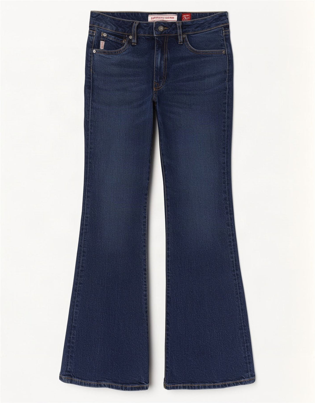 Superdry Damen Schlagjeans W28 L32 Marineblau Baumwolle