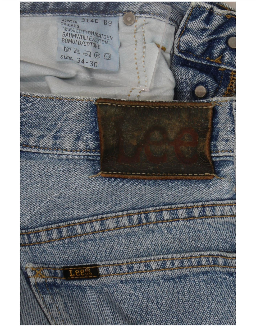 Lee Herren Straight Jeans W34 L30 Blaue Baumwolle