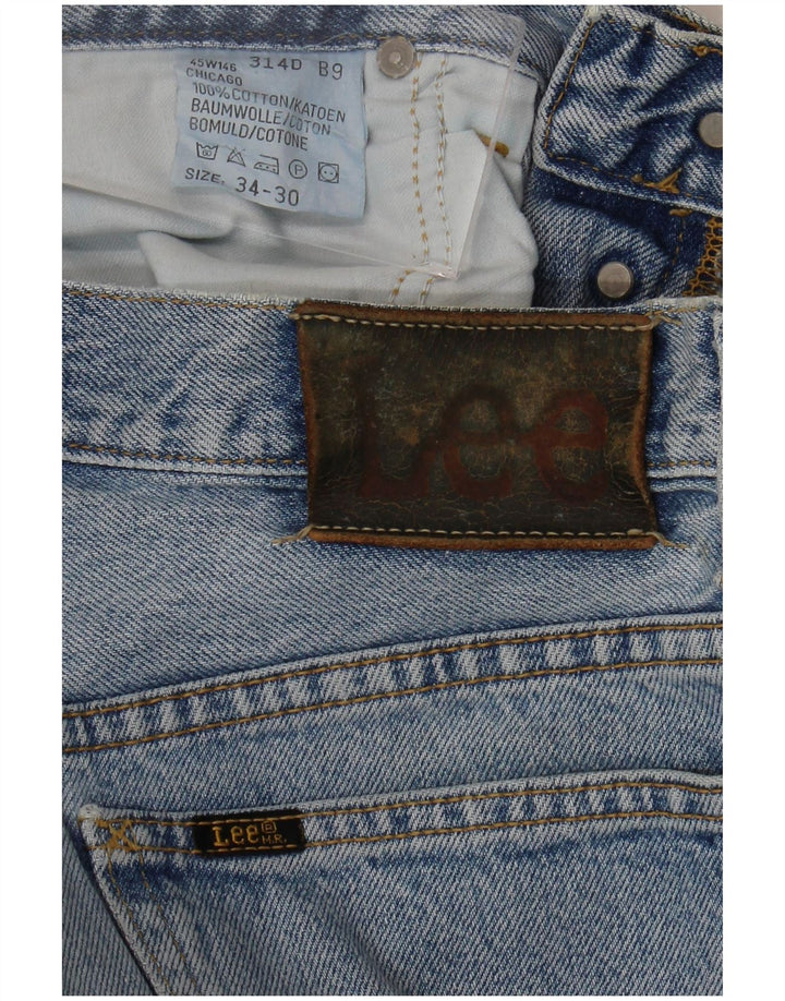 Lee Herren Straight Jeans W34 L30 Blaue Baumwolle