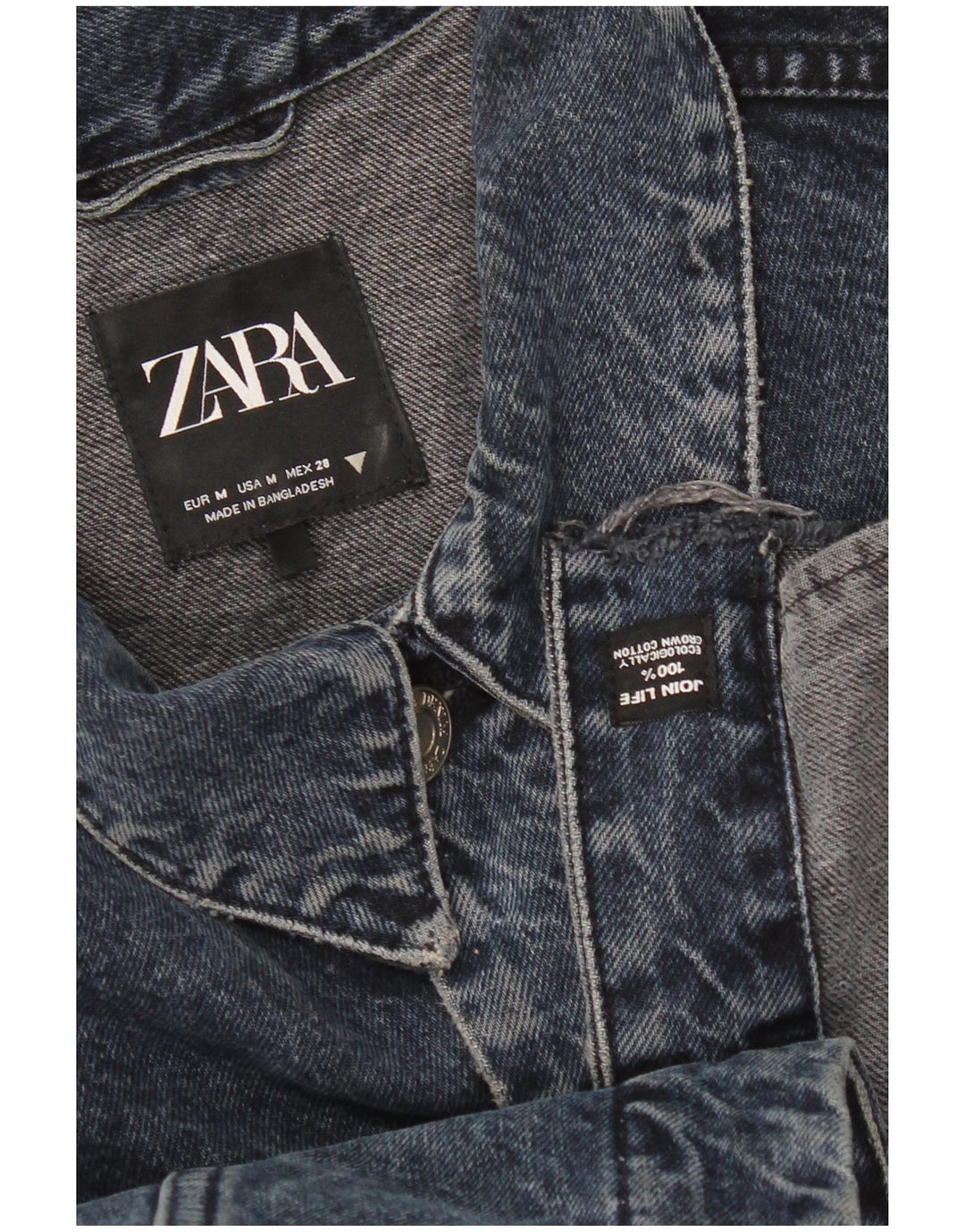 Zara Damen Crop Übergroße Jeansjacke UK 14 Mittelmarineblaue Baumwolle