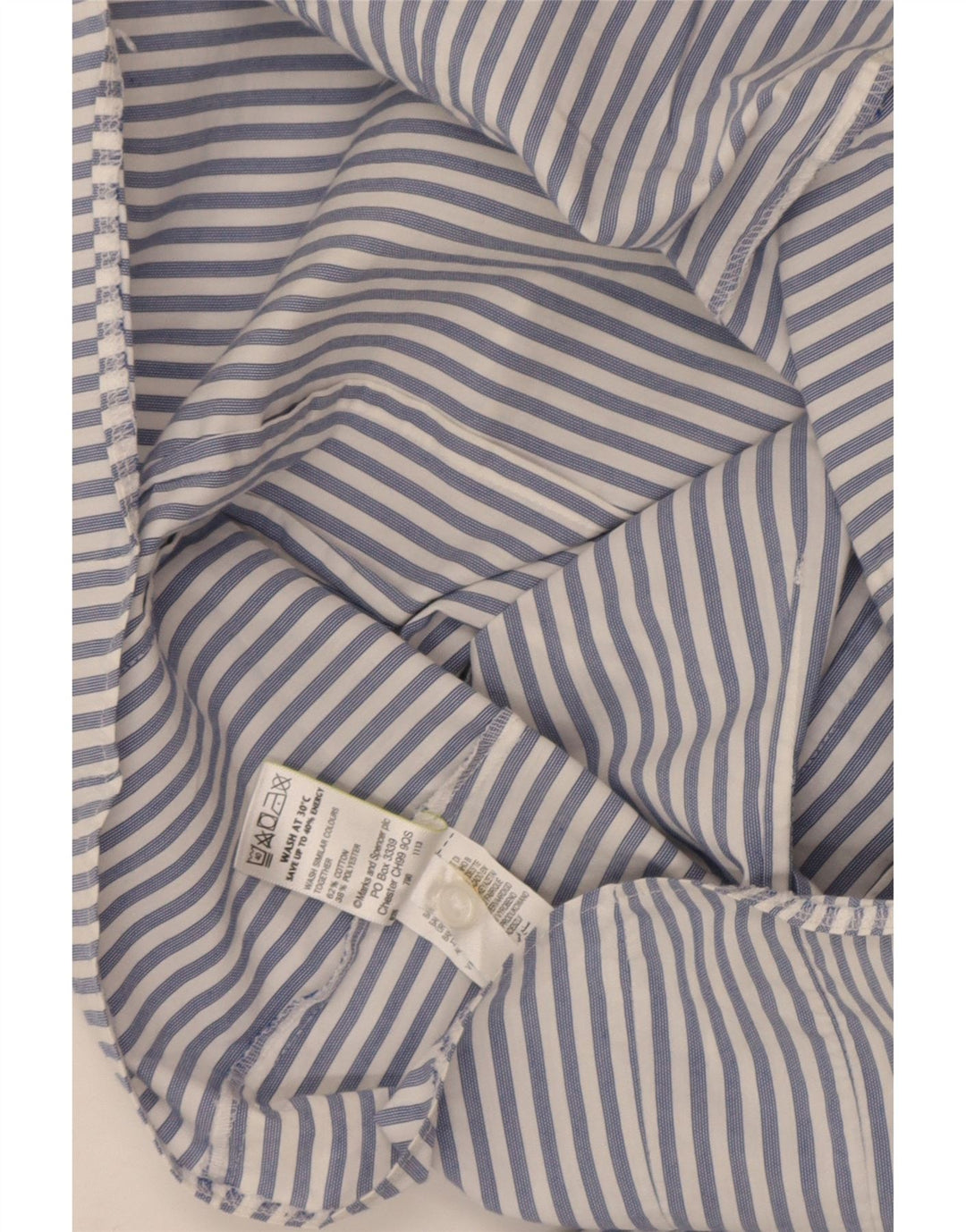 Marks & Spencer Damenhemd UK 12 Mittelmarineblaue Nadelstreifen-Baumwolle