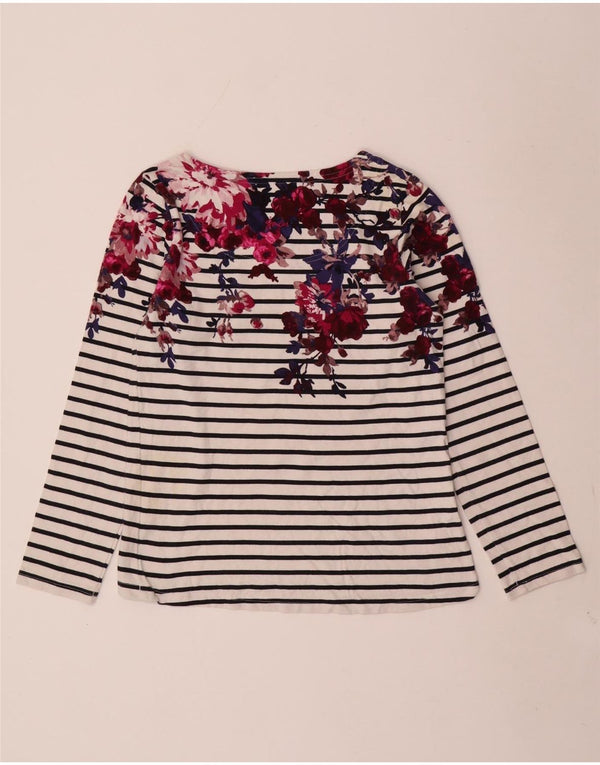 Joules Womens Graphic Top Langarm UK 6 XS weiß gestreift Baumwolle