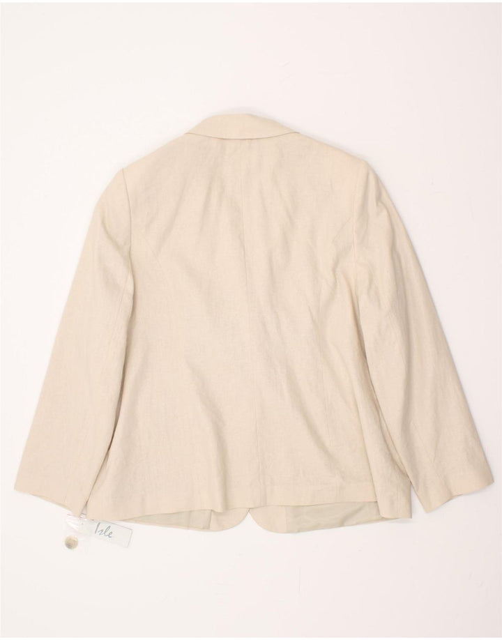 VINTAGE Womens 1 Button Blazer Jacket UK 22 3XL Off White Linen Vintage Vintage and Second-Hand Vintage from Messina Hembry 