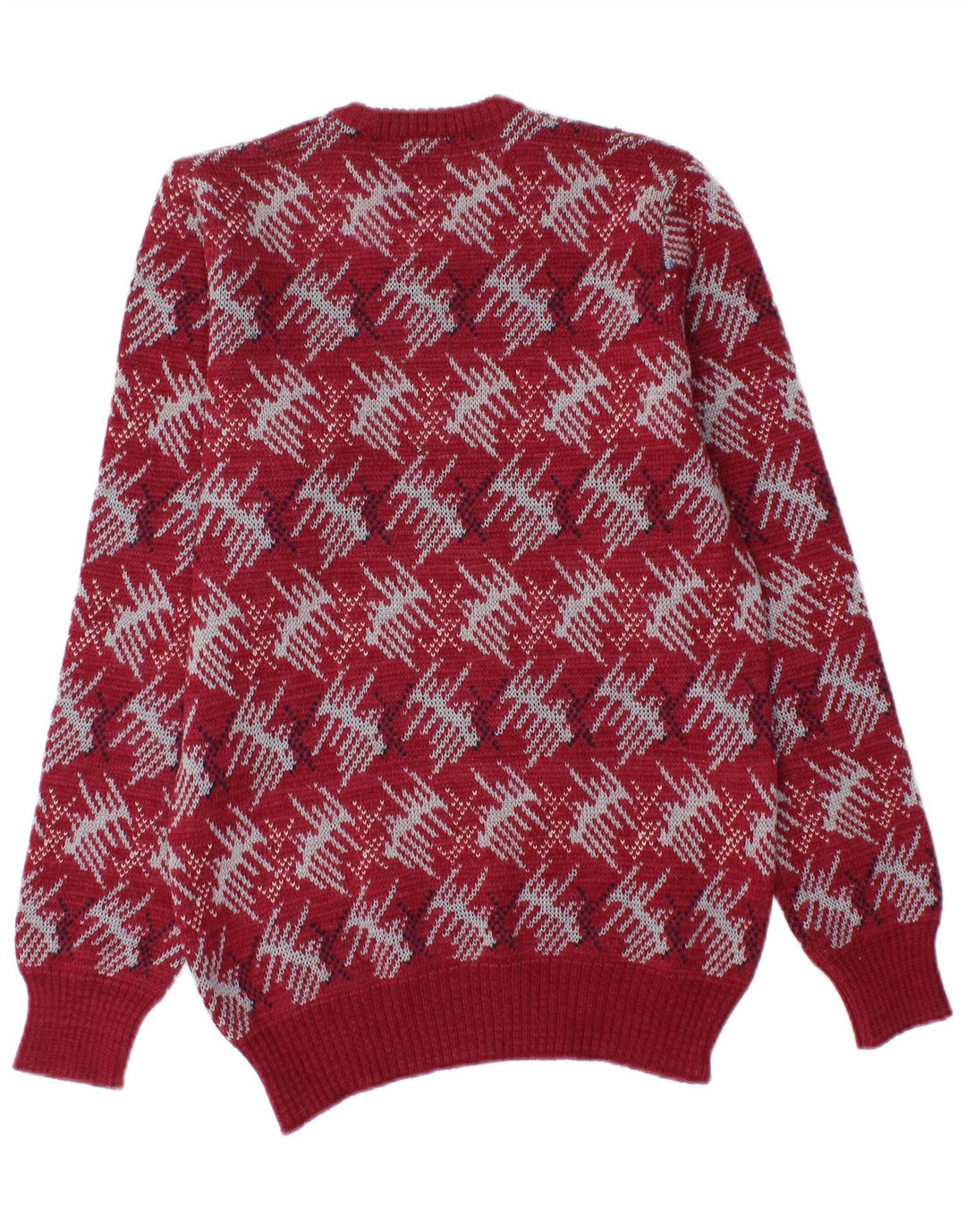 Viky Tricot Herren-Pullover mit Rundhalsausschnitt, kleine rote geometrische Schurwolle