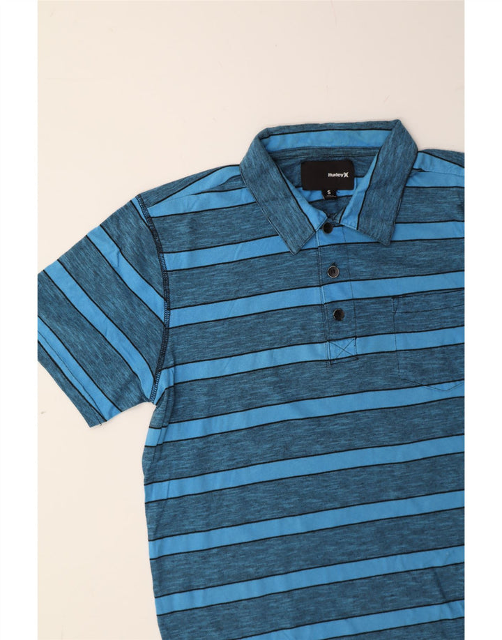 HURLEY Mens Polo Shirt Small Blue Striped Cotton Vintage Hurley and Second-Hand Hurley from Messina Hembry 