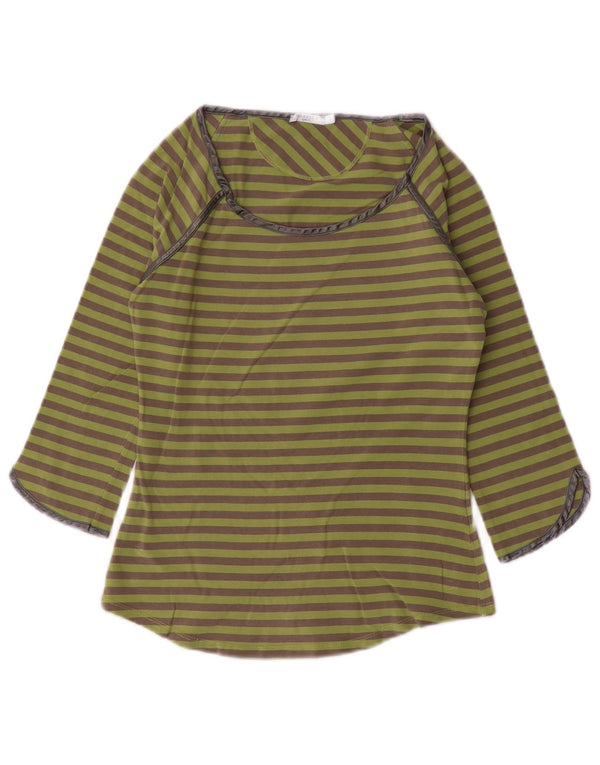Marella Damen-Top mit 3/4-Ärmeln, Größe S, grün, gestreift, Baumwolle