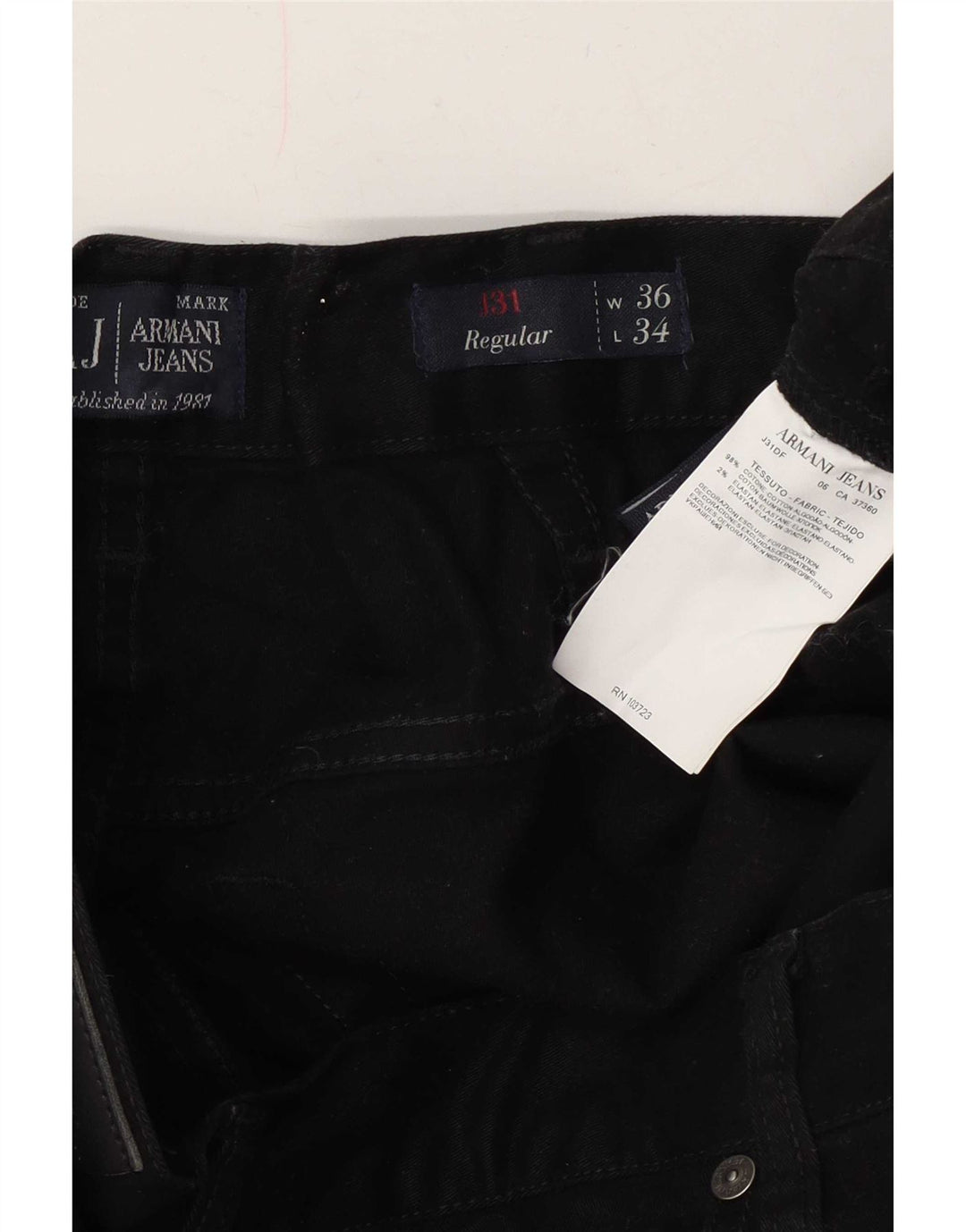 Armani Herren Straight Jeans W36 L34 Marineblaue Baumwolle