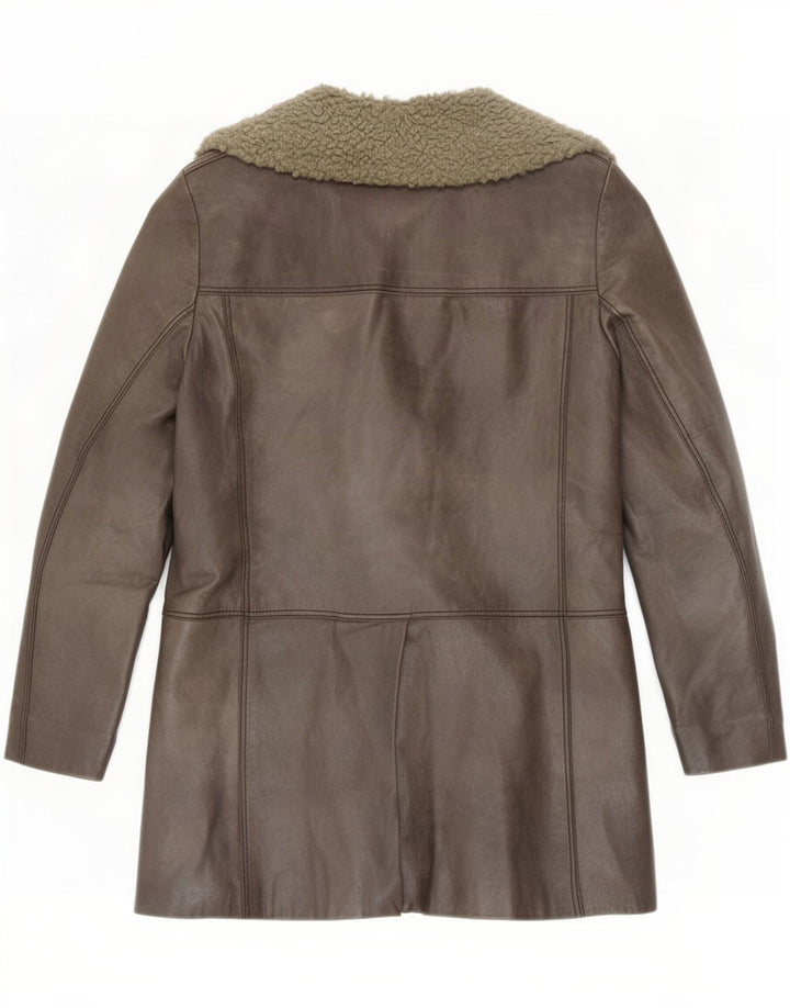 Vintage Damen Shearling Jacke UK 10 Small Grau