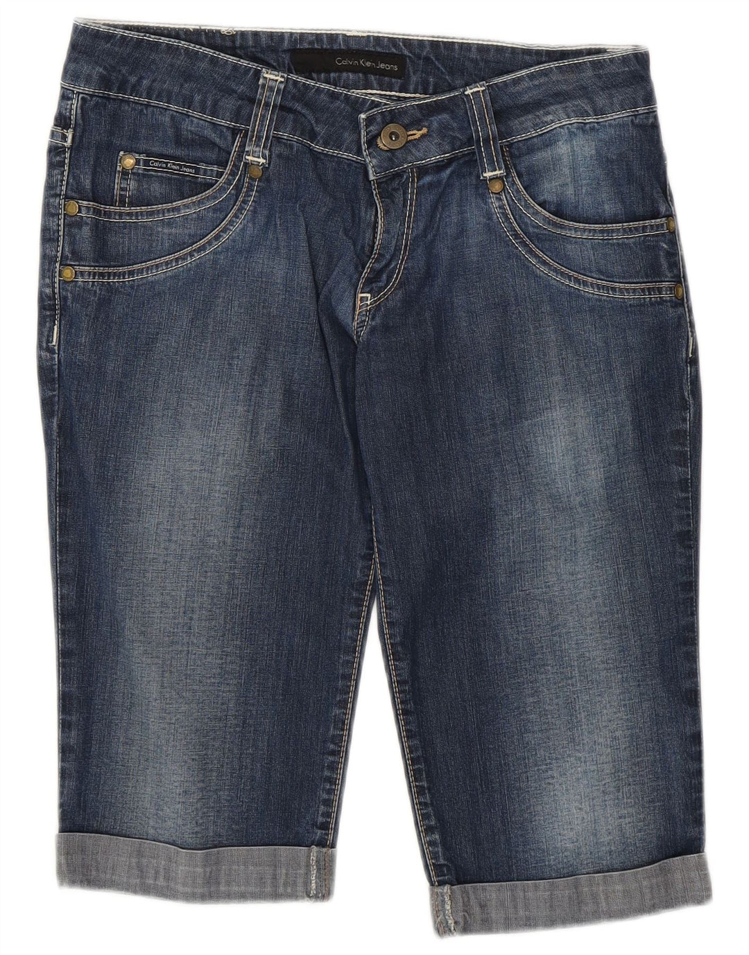CALVIN KLEIN Damen Jeansshorts W28 Mittelmarineblaue Baumwolle