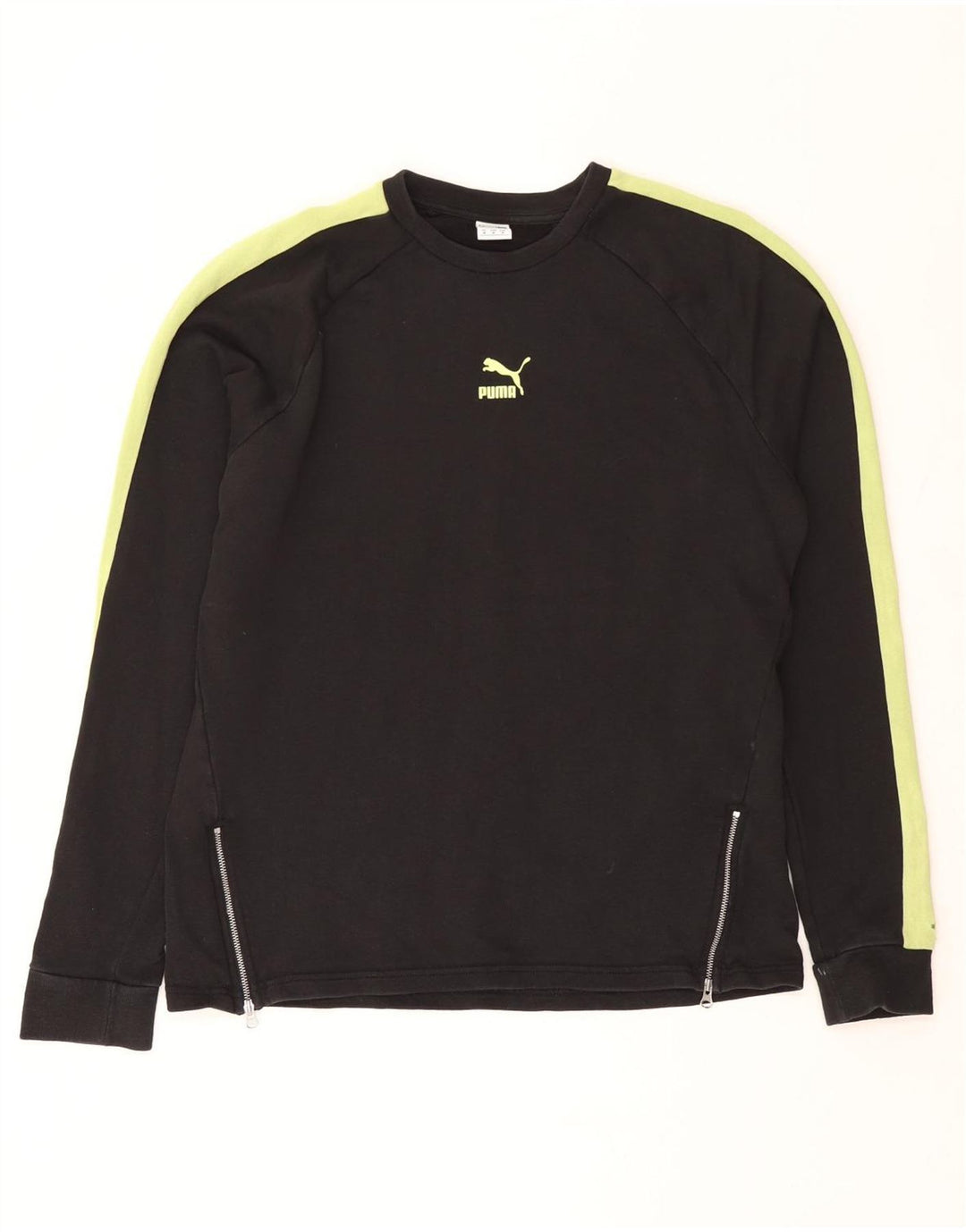 Puma Damen-Sweatshirt-Pullover UK 14 Mittelschwarze Colourblock-Baumwolle