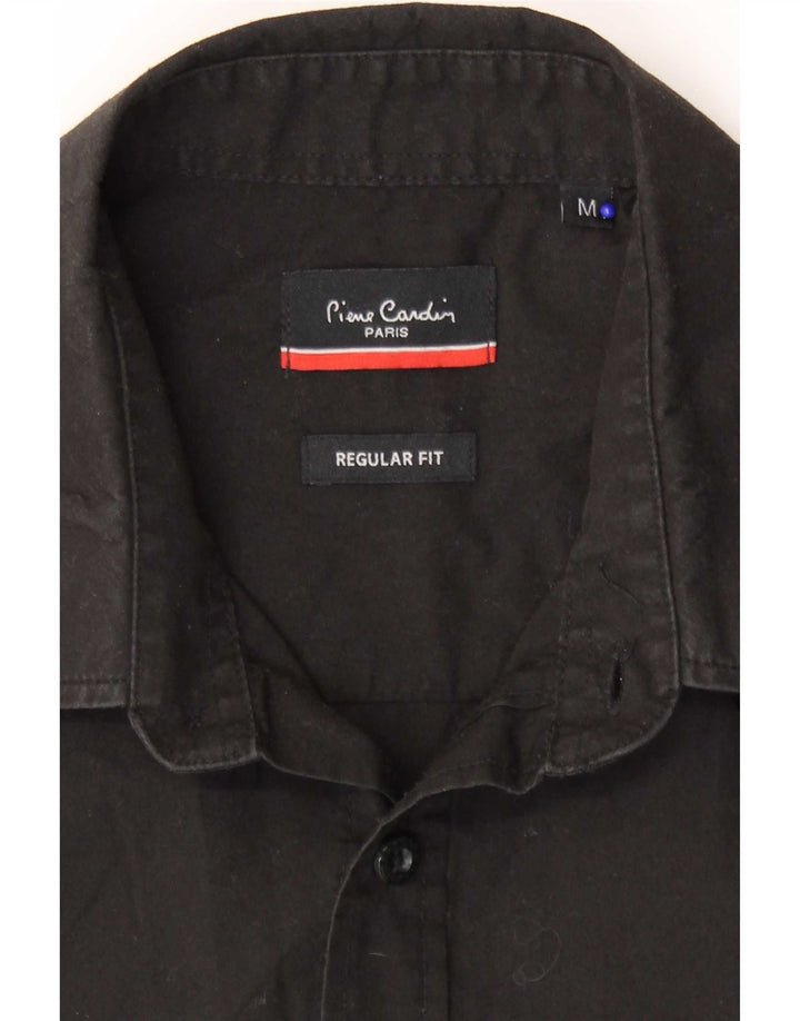 Pierre Cardin Herren Kurzarm-Hemd mit normaler Passform Mittelschwarzes Polyester